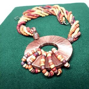 Necklace 5-strand twisted beads with pendant 20 in